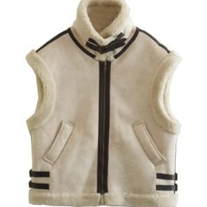 Oversized Sherpa Buckle Vest - Cream